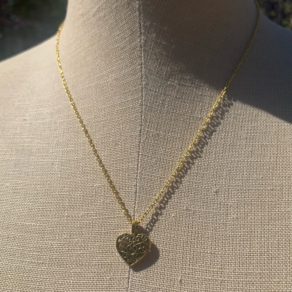 NWT Sterling Silver Plated Chain & Alloy Heart Charm Necklace - Picture 4 of 16